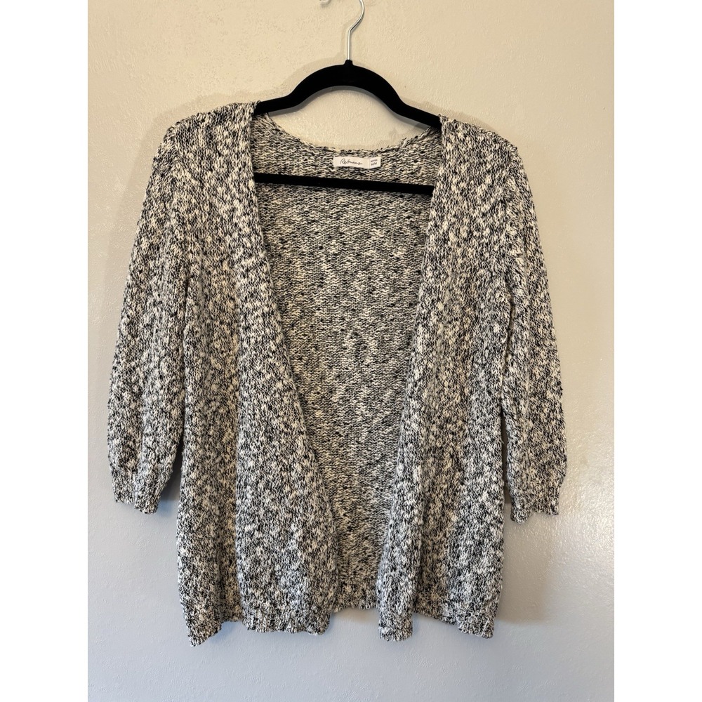 Reitmans Grey/White Marbled petite Open Front Sweater 3/4‎ Sleeves